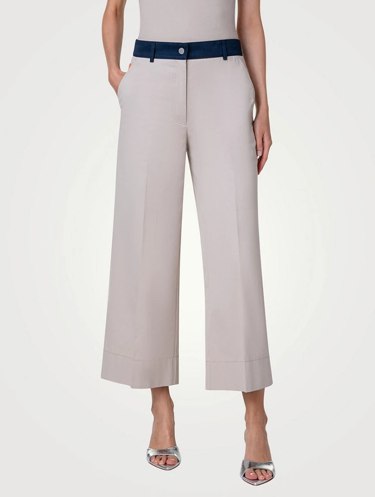 Chiara Cotton Wide-Leg Cropped Pants