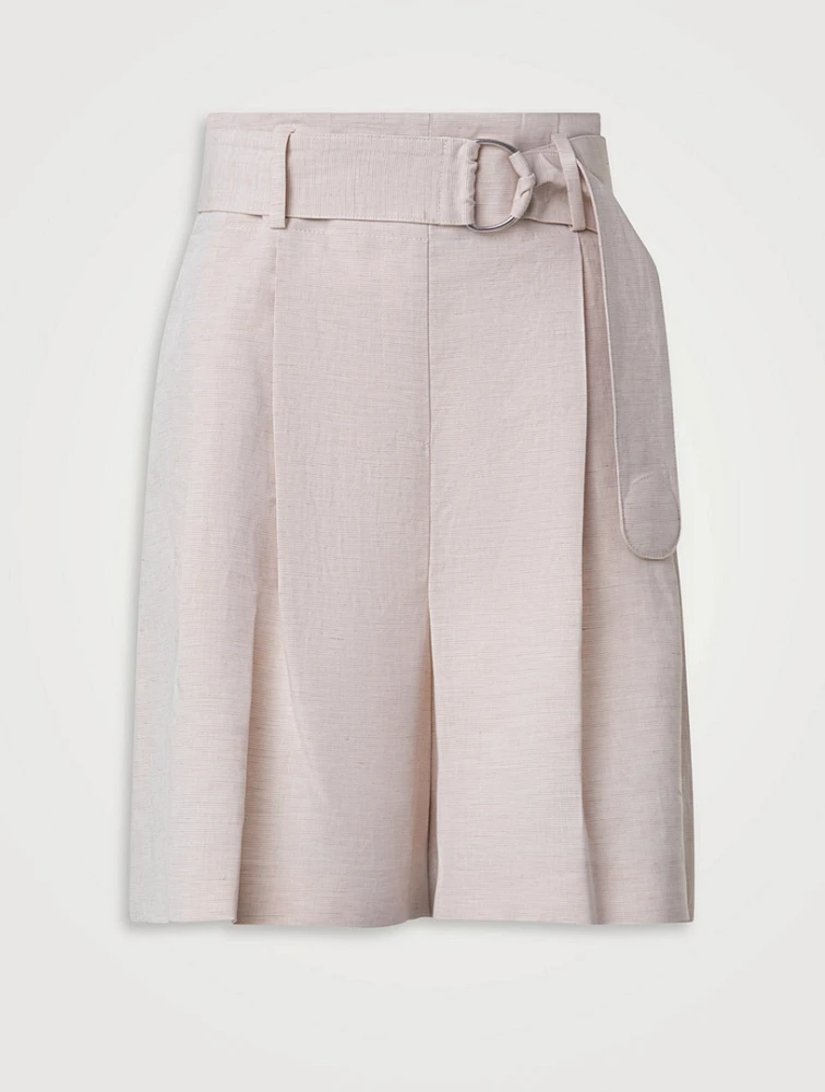 Fiorellina Linen-Blend Belted Shorts