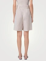 Fiorellina Linen-Blend Belted Shorts