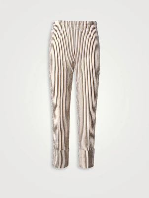 Farell Seersucker Cropped Pants Striped Print