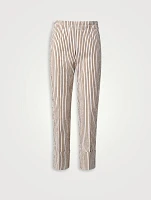 Farell Seersucker Cropped Pants Striped Print