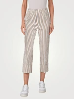 Farell Seersucker Cropped Pants Striped Print