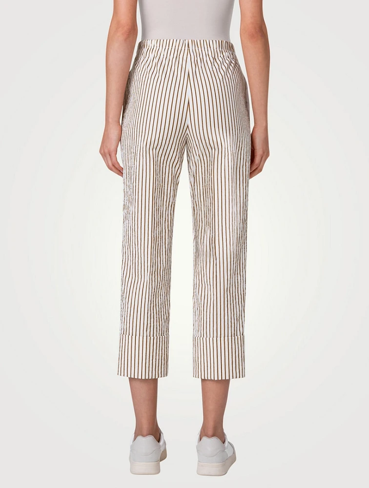 Farell Seersucker Cropped Pants Striped Print