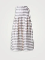 Linen And Cotton Midi Belted Skirt