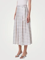 Linen And Cotton Midi Belted Skirt