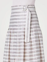 Linen And Cotton Midi Belted Skirt