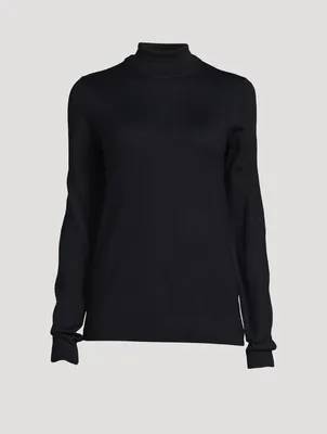 Two-Tone Wool And Silk Turtleneck