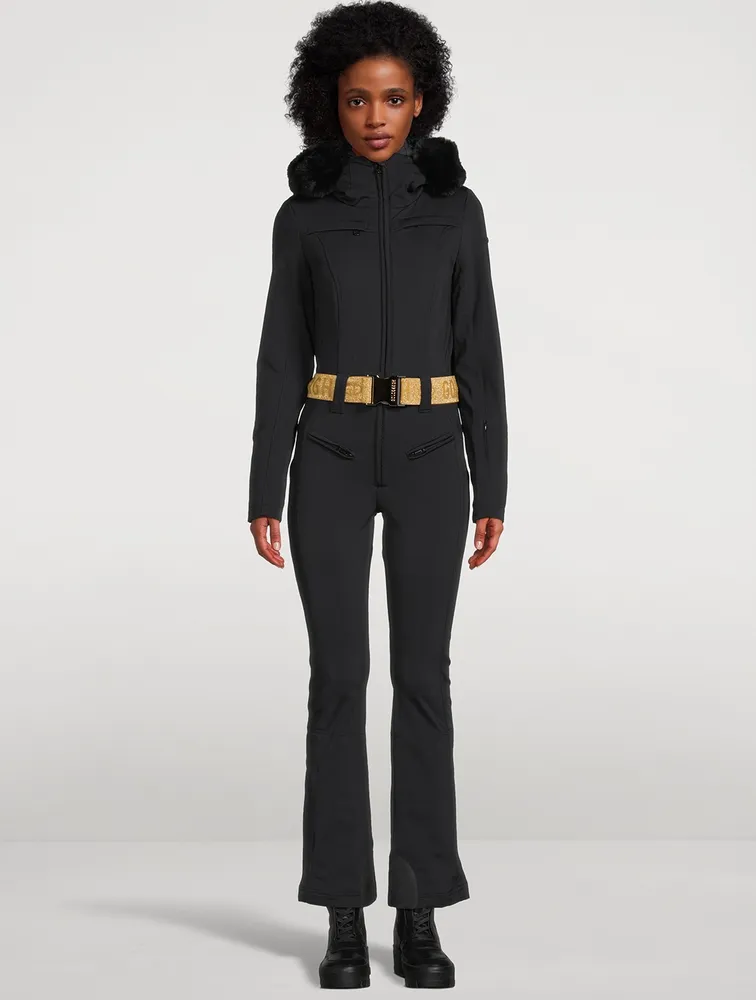 Parry Faux Fur-Trimmed Belted Down Ski Suit