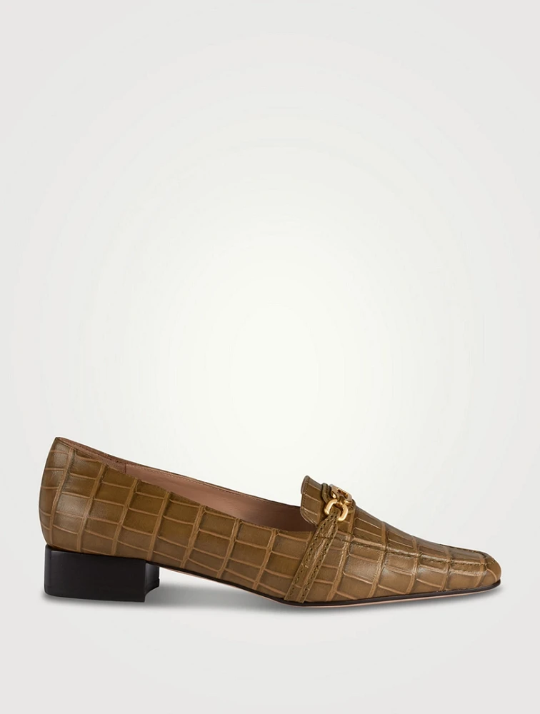 Whitney Croc-Embossed Leather Loafers