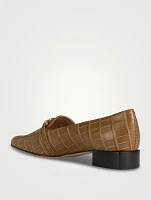 Whitney Croc-Embossed Leather Loafers