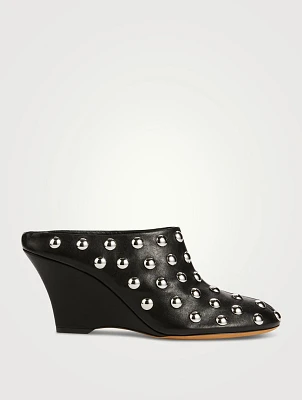 The Apollo Studded Leather Wedge Mules