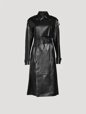 Adriana Belted Leather Trench Coat