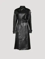 Adriana Belted Leather Trench Coat