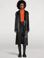 Adriana Belted Leather Trench Coat