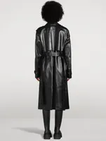 Adriana Belted Leather Trench Coat