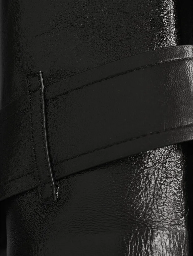 Adriana Belted Leather Trench Coat
