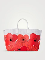 Medium Ai Poppies Leather And Canvas Tote Bag
