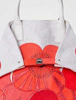 Medium Ai Poppies Leather And Canvas Tote Bag