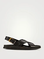 Buckle Leather Slingback Sandals