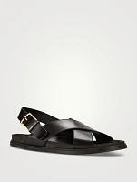 Buckle Leather Slingback Sandals