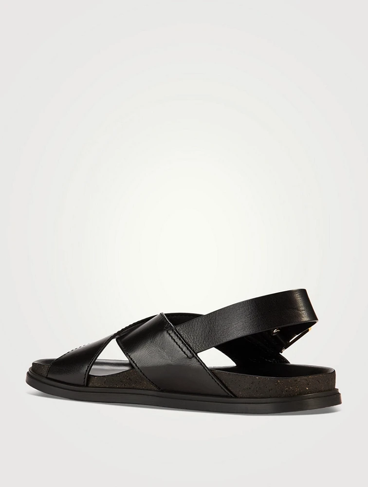 Buckle Leather Slingback Sandals