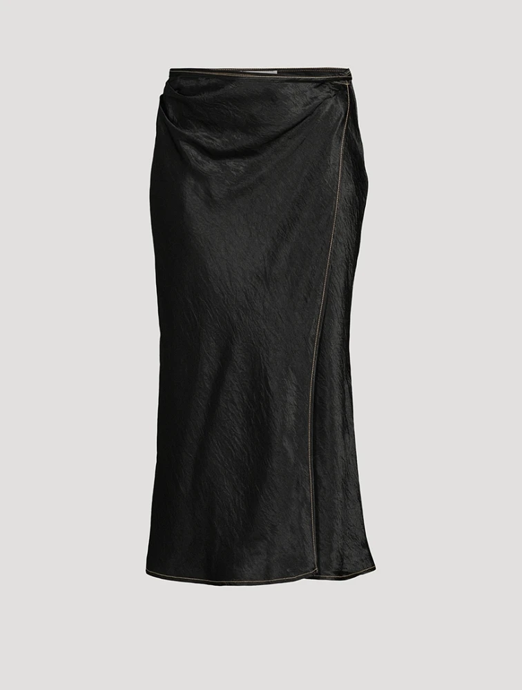 Wrap Satin Slip Skirt