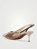 Heart Leather And Mesh Slingback Pumps
