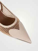 Heart Leather And Mesh Slingback Pumps