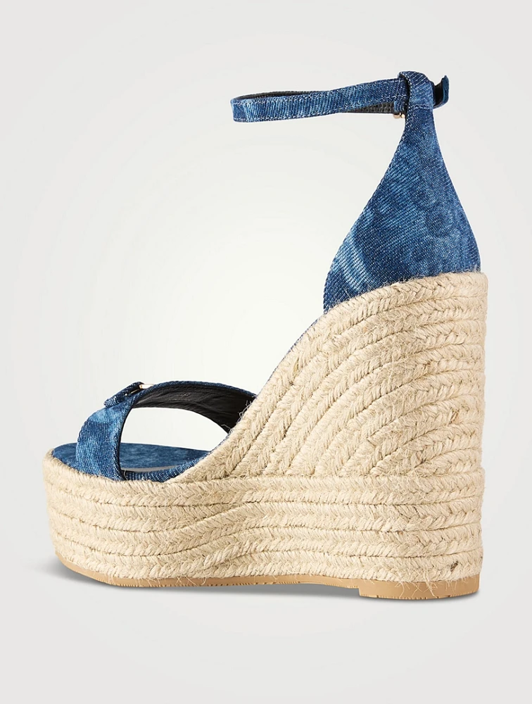 Medusa '95 Barocco Denim Espadrille Wedge Sandals