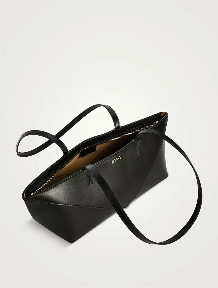 Puzzle Fold Cropped Leather Tote Bag