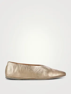 Coltellaccio Metallic Leather Ballerina Flats