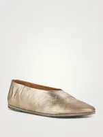 Coltellaccio Metallic Leather Ballerina Flats