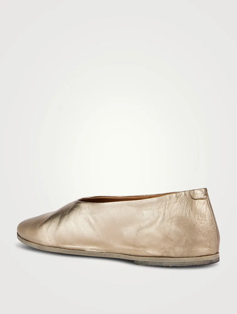 Coltellaccio Metallic Leather Ballerina Flats