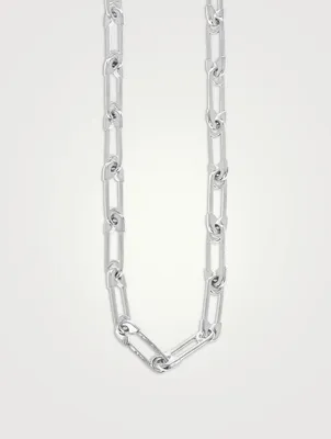 Silver Safety Pink Link Necklace