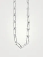 Silver Safety Pink Link Necklace