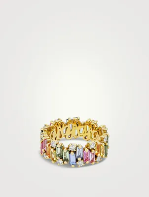 Audrey 18K Yellow Gold Diamond And Pastel Sapphire Eternity Ring