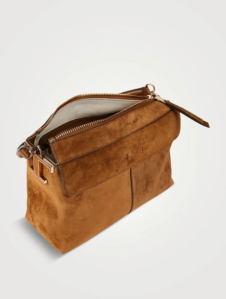 Small T Case Suede Shoulder Bag