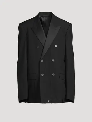 Deconstructed Wool Double-Breasted Jacket
