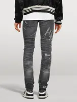 Staggered Logo Skinny Jeans