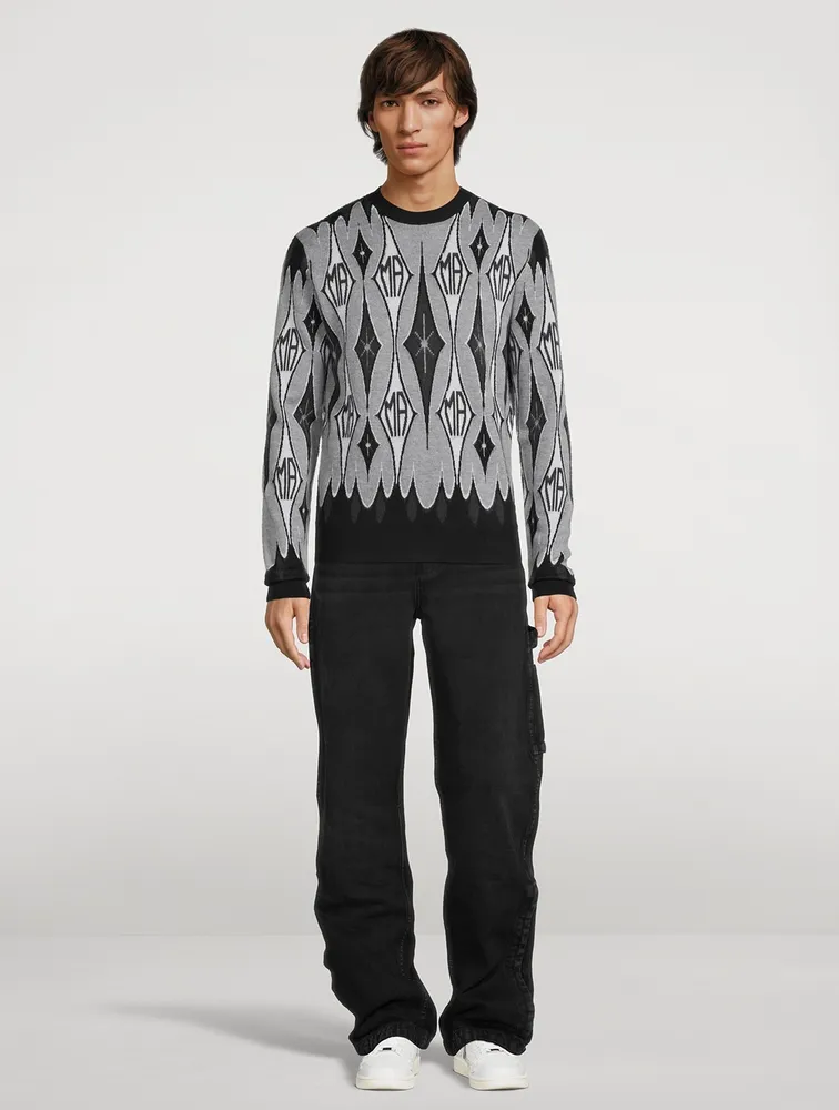 Wool Argyle Jacquard Sweater