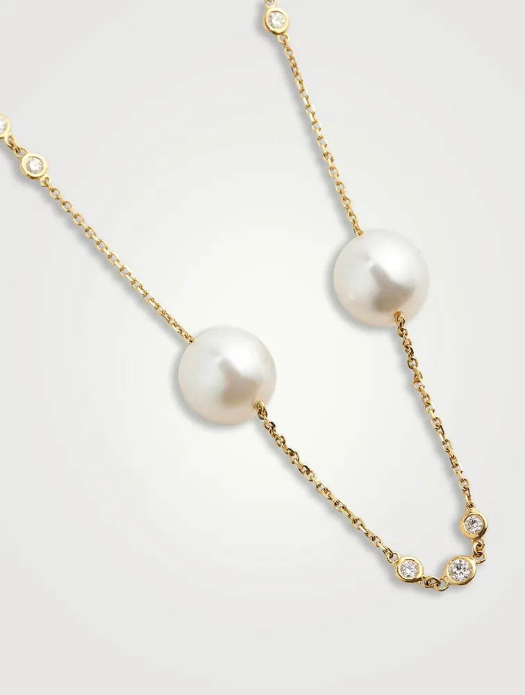 Aurelia 18K Gold South Sea Pearl And Diamond Necklace