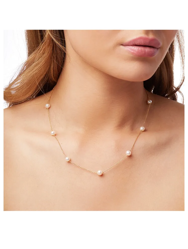 18K Gold Chain Necklace With Pearls
