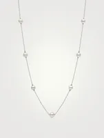 18K White Gold Chain Necklace With Pearls