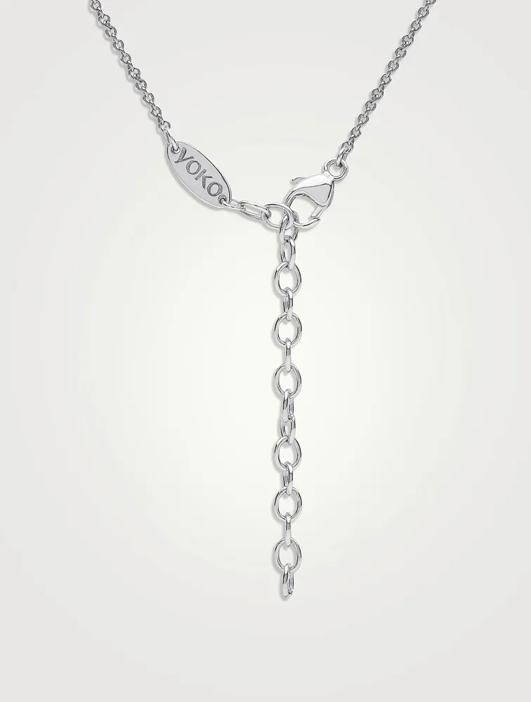 18K White Gold Chain Necklace With Pearls