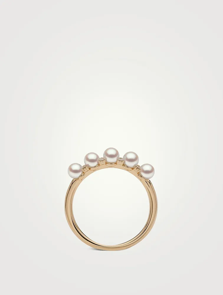 Eclipse 18K Gold Akoya Pearl And Diamond Ring