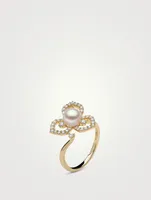 Petal 18K Gold Akoya Pearl And Diamond Ring