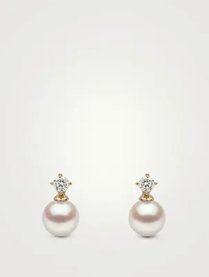 18K Gold Akoya Pearl And Diamond Earrings