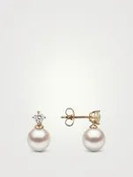 18K Gold Akoya Pearl And Diamond Earrings