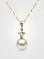 18K Gold Akoya Pearl And Diamond Pendant Necklace