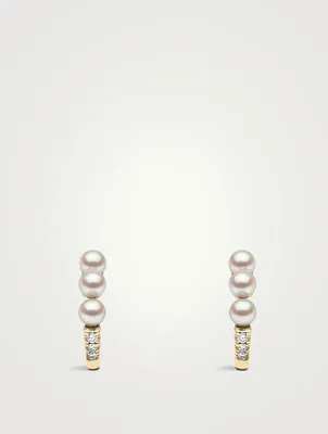 Eclipse 18K Gold Akoya Pearl And Diamond Earrings